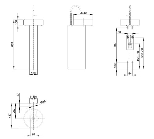 Раковина напольная Bette Suno Pedestal 34х84 см 1 отверстие белая A250-000 VK2