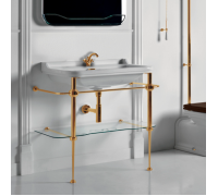 Консоль напольная с раковиной Kerasan Waldorf 100х55 см на 1 отв. золото 4142K1bi/cr / 9196K2oro / 811391oro