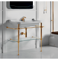 Консоль напольная с раковиной Kerasan Waldorf 100х55 см на 1 отв. золото 4142K1bi/cr / 9196K2oro / 811391oro