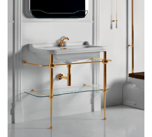 Консоль напольная с раковиной Kerasan Waldorf 100х55 см на 1 отв. золото 4142K1bi/cr / 9196K2oro / 811391oro