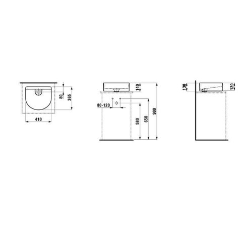 Раковина-чаша Laufen Sonar 41x36.5x13 см без отверстия белый 8.1234.2.000.112.1