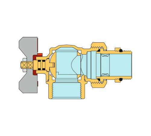 Кран шаровой угловой Tiemme 1 ВР/НР ручка-бабочка красная 2120048