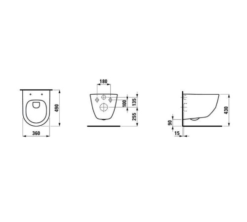 Унитаз подвесной Laufen Pro Rimless укороченный 49х36х34 см белый 8.2096.5.000.000.1