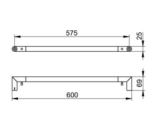 Полотенцедержатель KEUCO COLLECTION REVA 600 мм с крючком черный матовый 12801 370600