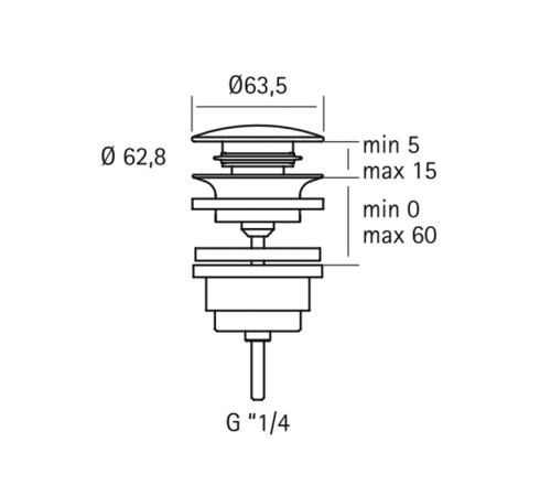Донный клапан для раковины Quadro Design Updown SC015 матовая нержавеющая сталь SC015