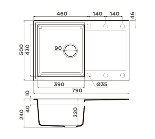Кухонная мойка Omoikiri Sakaime 79-WH Tetogranit 79x50 см белый 4993279