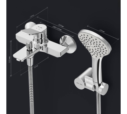 Смеситель для ванны и душа AM.PM X-Joy с душевым набором F85A15000