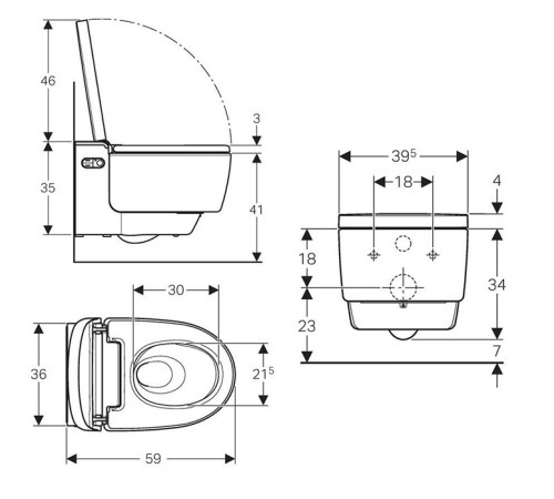 Унитаз-биде подвесной Geberit AquaClean Mera Comfort KeraTect белый 146.210.11.1