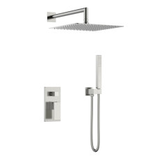 Душевой комплект встраиваемый Boheme Qubic со смесителем и верхним душем nickel brush 474-3-NB