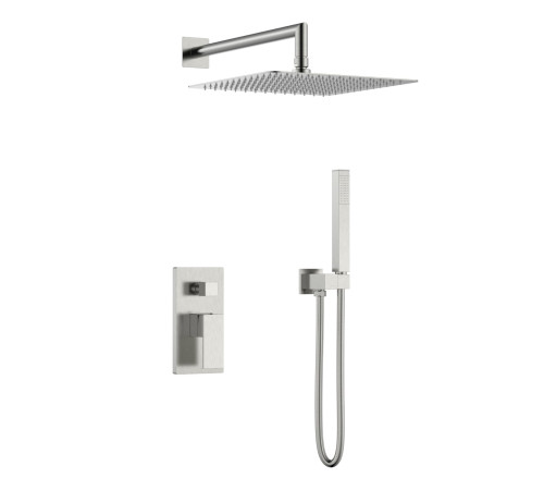 Душевой комплект встраиваемый Boheme Qubic со смесителем и верхним душем nickel brush 474-3-NB