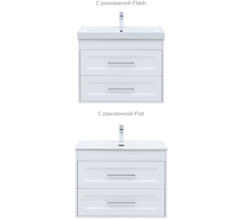 Тумба с раковиной Aquanet Бостон new 80 Flat белый сатин 00345366