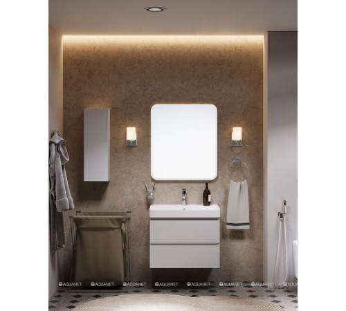 Тумба под раковину Aquanet Вега 70 подвесная 2 ящика белый глянец 00308333