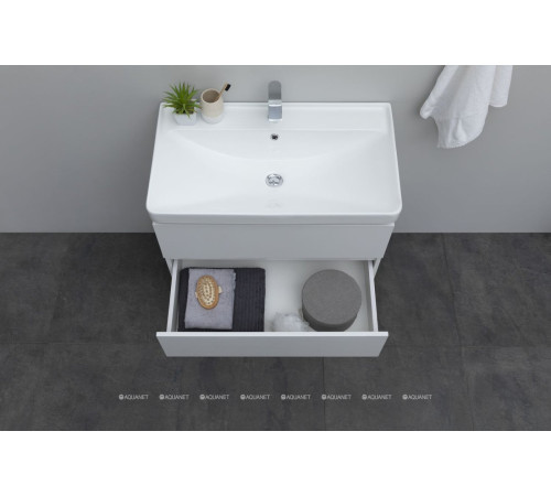 Тумба с раковиной Aquanet Вега 80 2 ящика белый глянец 00308336