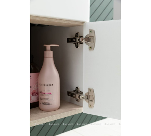 Тумба с раковиной Aquanet Ирис new 70 подвесная 1 ящик 2 фасада белый глянец 00312427