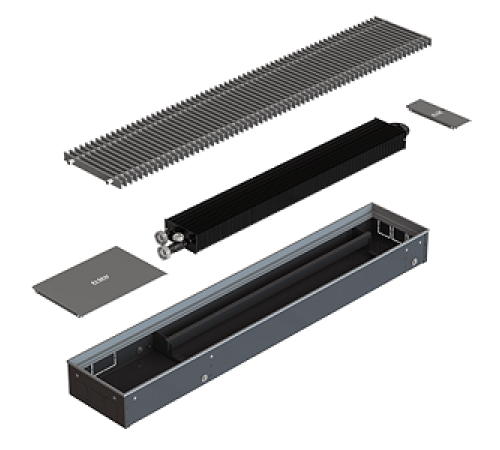 Конвектор внутрипольный ELSEN EKN 150х190х1000 мм с роликовой решеткой EKN.190.150.1000