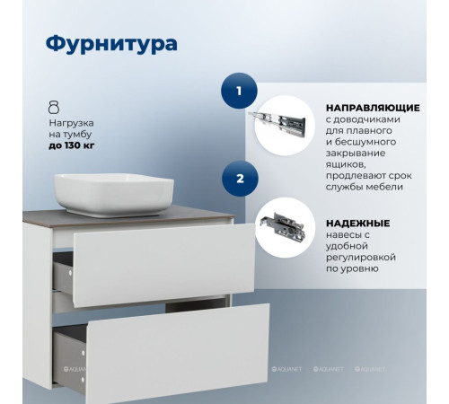 Тумба под раковину Aquanet Бруклин 82 2 ящика белый глянец 00336550