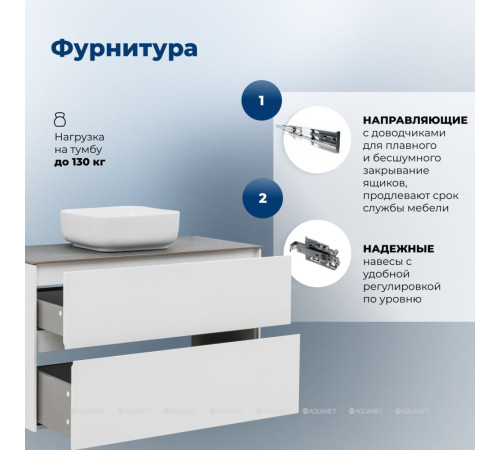 Тумба под раковину Aquanet Бруклин 102 2 ящика белый глянец 00336551