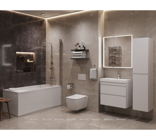 Тумба под раковину подвесная Aquanet Слим 70 2 ящика белый сатин 00346048