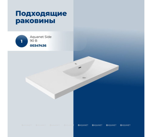 Тумба под раковину Aquanet Nova Lite 2.0 90 R 2 ящика белый глянец 00346310