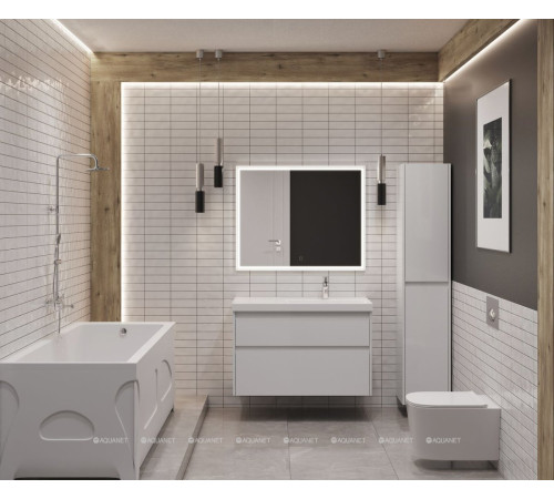 Тумба под раковину Aquanet Nova Lite 2.0 90 R 2 ящика белый глянец 00346310