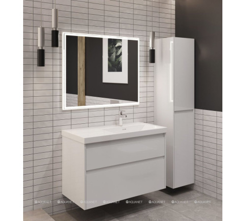 Тумба под раковину Aquanet Nova Lite 2.0 90 R 2 ящика белый глянец 00346310