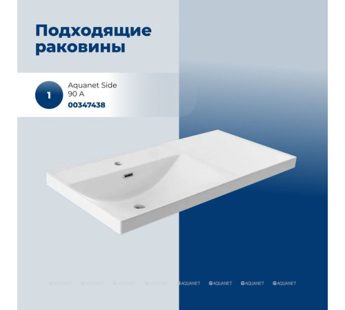 Тумба с раковиной Aquanet Nova Lite 2.0 90 L 2 ящика белый глянец 00365922