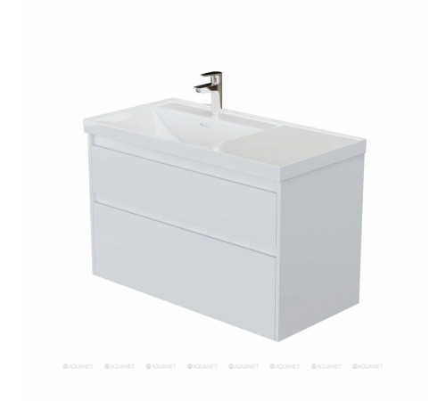 Тумба с раковиной Aquanet Nova Lite 2.0 90 L 2 ящика белый глянец 00365922