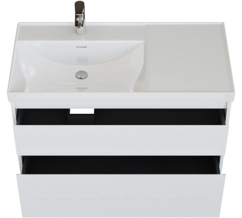 Тумба с раковиной Aquanet Nova Lite 2.0 90 L 2 ящика белый глянец 00365922