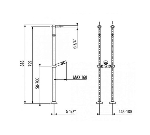 Комплект ножек для напольной установки смесителя Gattoni Accessori 2 шт золото 24кт 1545/00D0