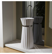 Раковина напольная Oasis Plisse Ø 44х95 см без отверстия с донным клапаном белый/хром 0PI440CECR