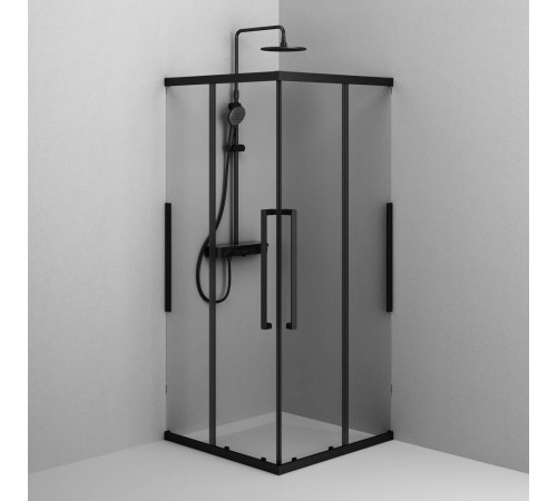 Душевое ограждение AM.PM Func 90x90 см профиль черный стекло прозрачное W84G-403-9090-BT