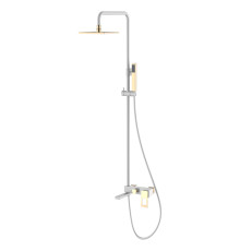 Душевая стойка Boheme Q со смесителем и верхним душем 20 см белый/золото 148-WG