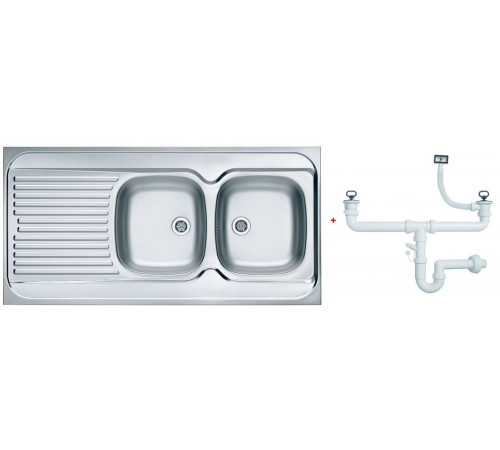 Мойка кухонная Alveus Classic 100 1200х600х160 мм накладная правая 2 чаши 1009085