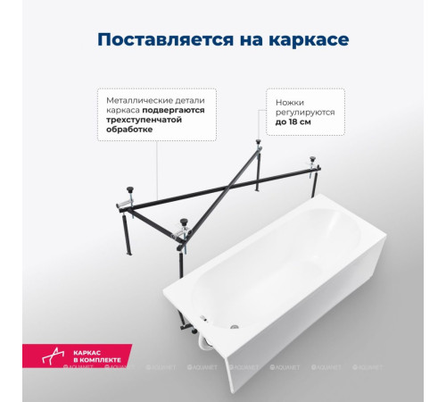 Ванна акриловая Aquanet Nexus 170x75 в комплекте 00362567