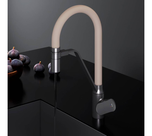 Смеситель для кухни AM.PM Like с каналом для питьевой воды и гибким бежевым изливом F8007826