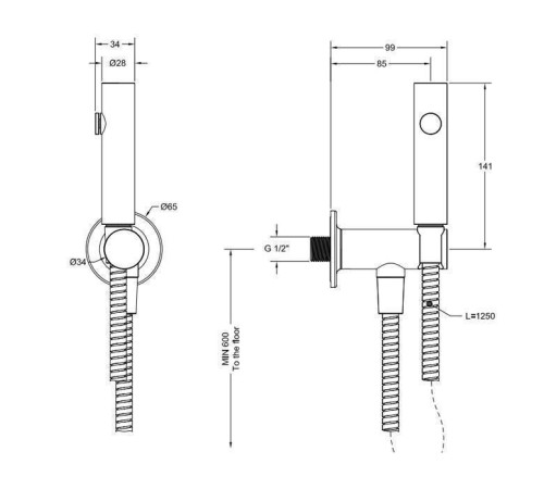 Гигиенический душ Gessi Inciso 1/2 finox 58153#149