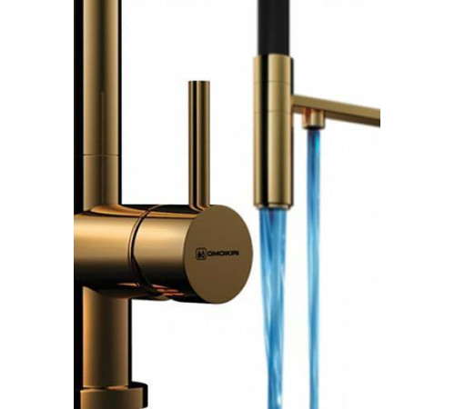 Смеситель для кухни Omoikiri Kanto-LG выдвижной излив под фильтр светлое золото 4994014