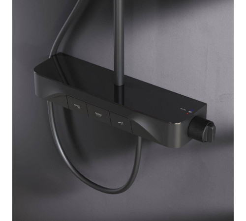 Душевая система с термостатом и смесителем-полкой для ванны AM.PM Func матовый черный F078F322