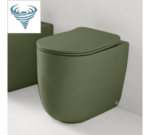 Унитаз безободковый пристенный Kerasan Nolita 55х35 см Tornado с креплениями WB5N зеленый мох 531911