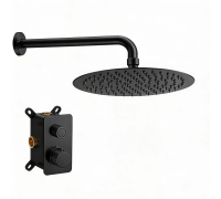 Душевая система Aquanet Siena с термостатом и верхним душем черный матовый AQM8413MB