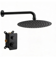 Душевая система Aquanet Siena с термостатом и верхним душем черный матовый AQM8413MB