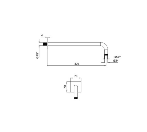 Держатель для верхнего душа Almar Universal настенный 420 мм черный матовый E021116.MB