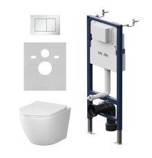 Комплект инсталляция AM.PM PrimeFit S с подвесным унитазом Like Aquaspin сиденьем микролифт и клавишей белый глянец IS90201.801900