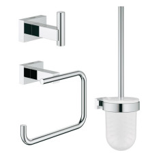 Набор аксессуаров 3 в 1 GROHE Essentials Cube (ершик, держатель бумаги, крючок) хром 40757001