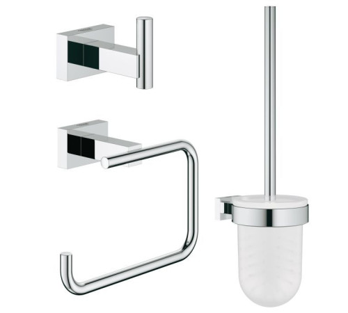 Набор аксессуаров 3 в 1 GROHE Essentials Cube (ершик, держатель бумаги, крючок) хром 40757001