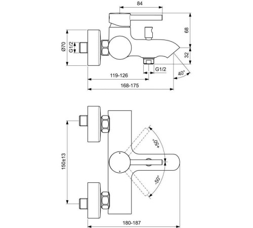 Смеситель для ванны Ideal Standard Kolva черный хром BC675U4
