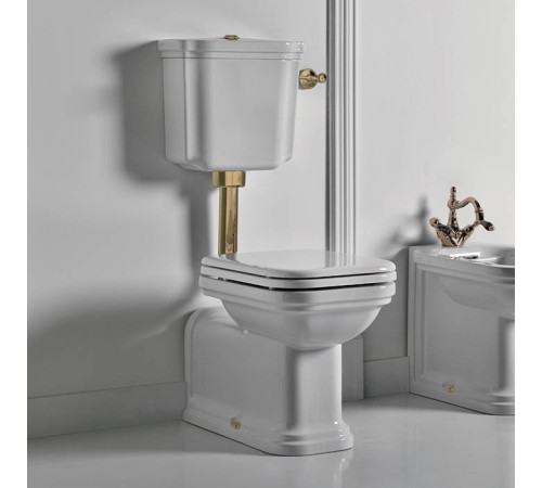 Унитаз приставной Kerasan Waldorf 65х37 см с низким бачком белый/бронза 751393/411601/418201/760393/757193
