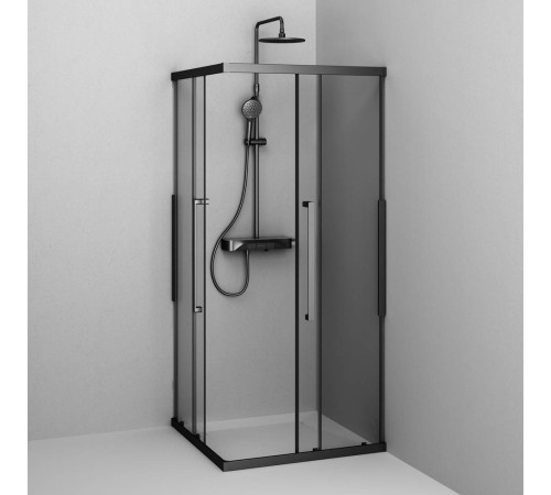 Душевое ограждение AM.PM Func 90x90 см профиль черный стекло прозрачное W84G-403-9090-BT