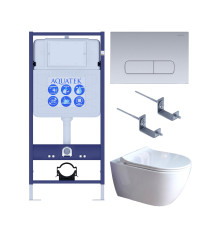 Комплект инсталляции 4 в 1 Aquatek Поларис (рама Standard, унитаз AQ0700-01, сиденье soft-close, панель KDI-0000014) ПОЛАРИС-01-014