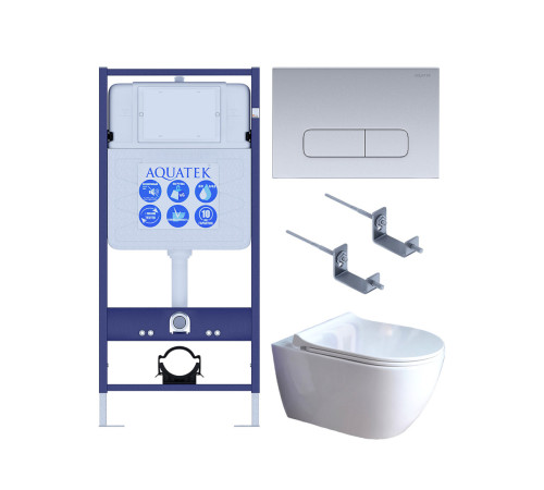Комплект инсталляции 4 в 1 Aquatek Поларис (рама Standard, унитаз AQ0700-01, сиденье soft-close, панель KDI-0000014) ПОЛАРИС-01-014